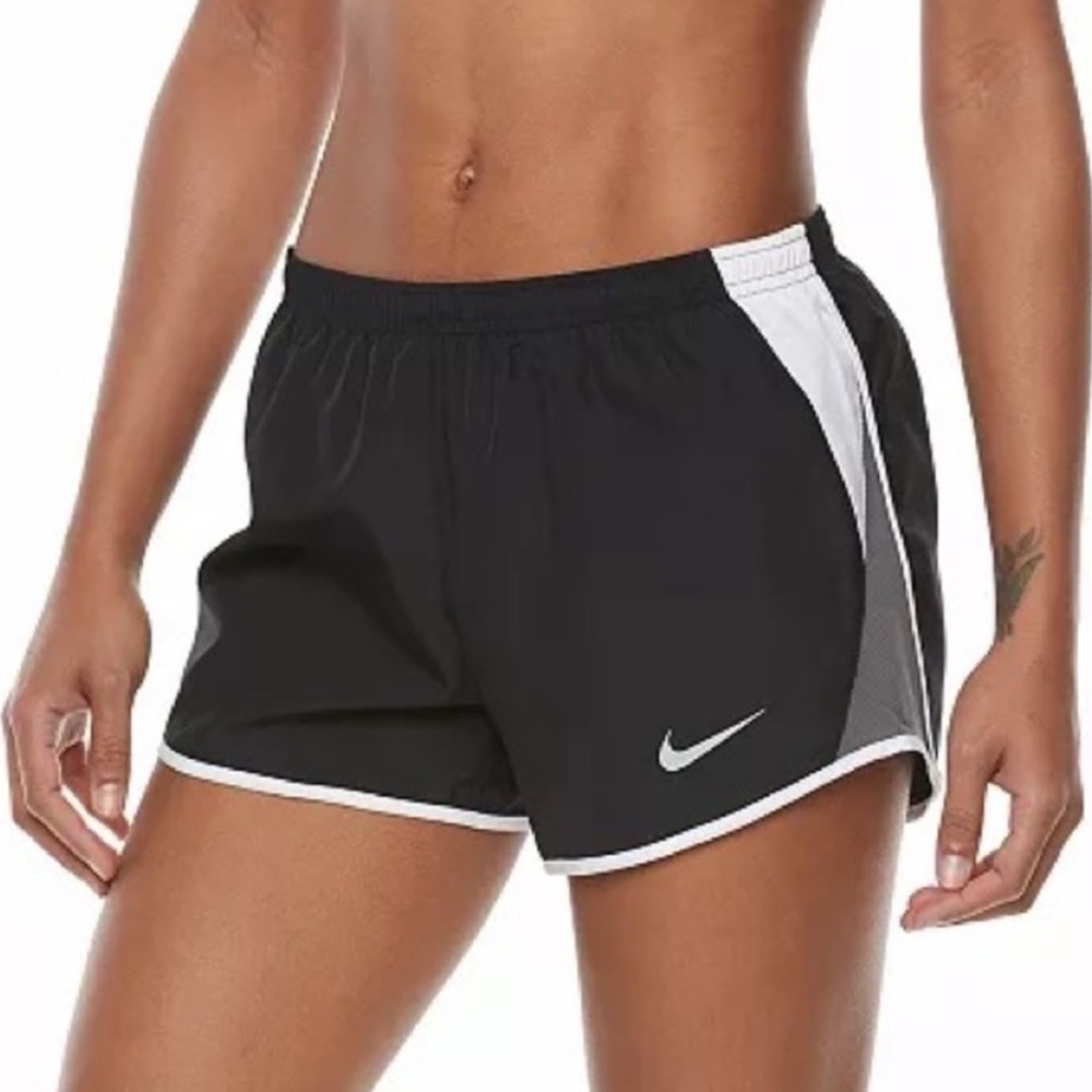 Nike Dri Fit Running Shorts Black Gray White Elastic Drawstring Waist Size XS